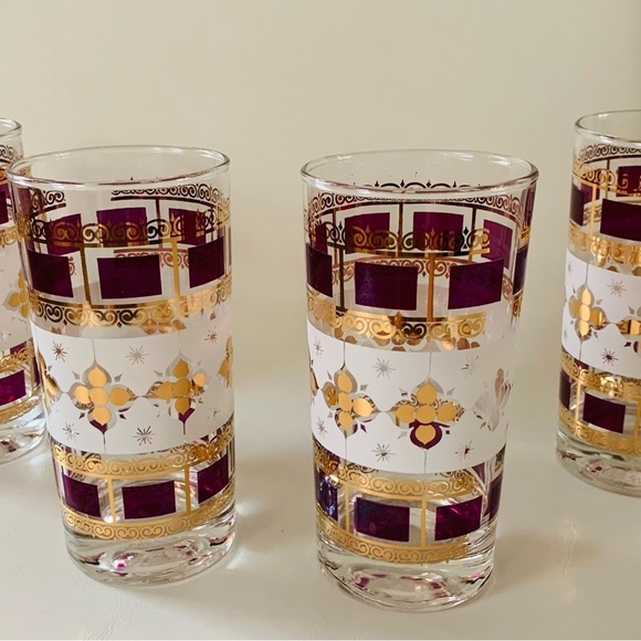 Gold Mid century  Gold and Purple glasses of 4 - Picture 3 of 9